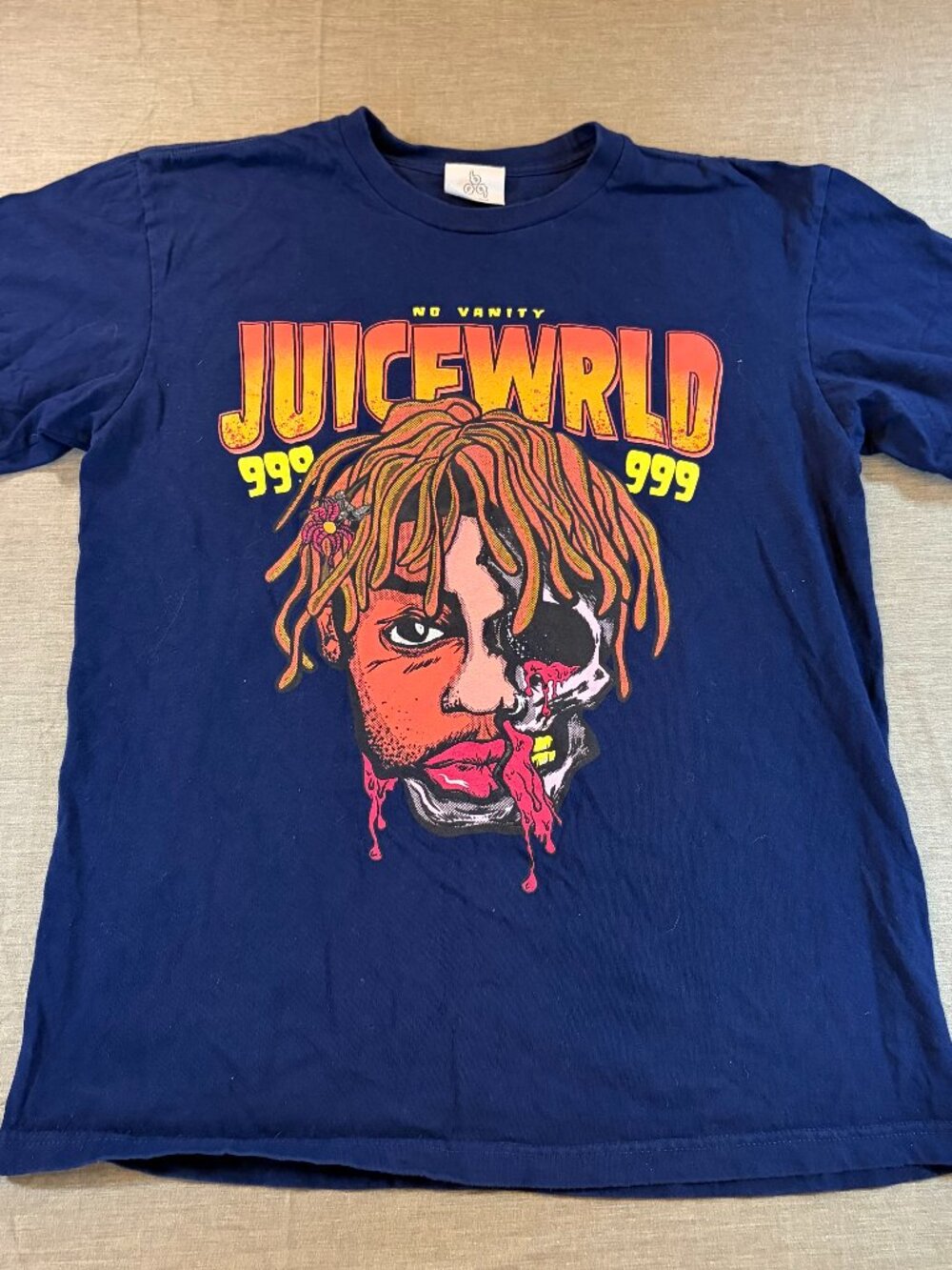 Juice WRLD No Vanity 999 Graphic Tee Navy Blue Sz Large